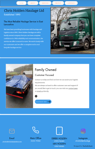 a picture of the chris holden haulage website